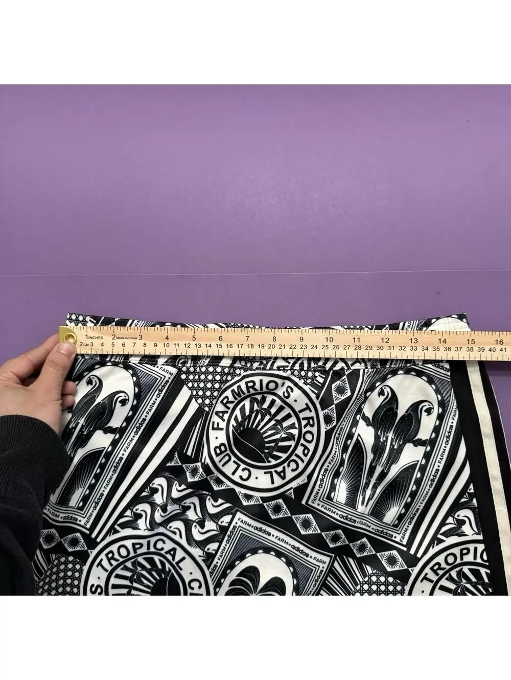 Adidas x Farm Rio Skirt Black White Graphic Print JD6312 Women Size Medium - Picture 7 of 9